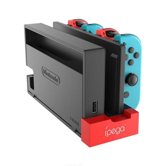 Red and black ípega charging dock for Nintendo Switch Joy-Cons, designed to charge multiple controllers. - Image 2