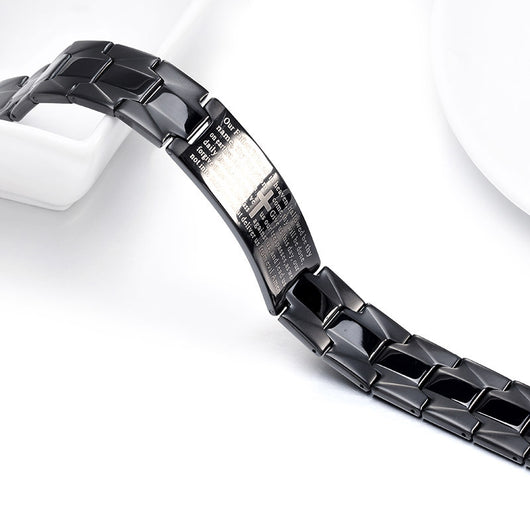 Pulsera de Acero Negro con Cruz para Hombre - Image 3