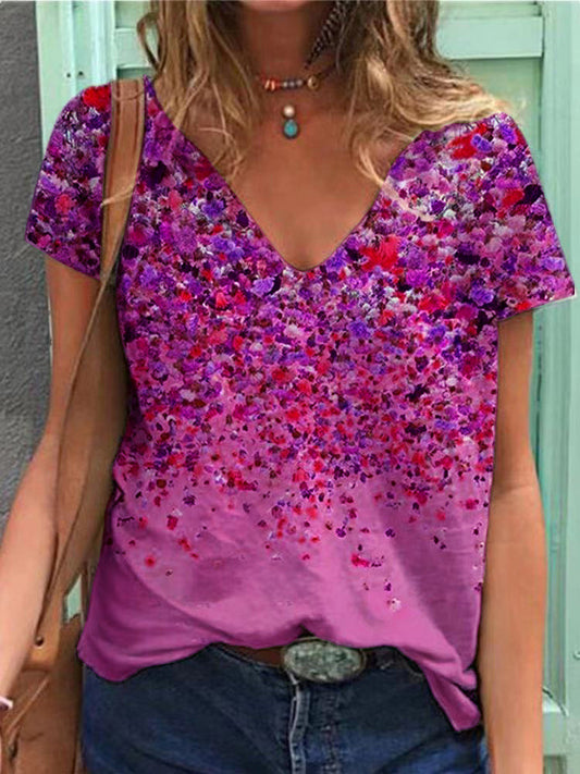Blusa Estampada Cuello V Manga Corta - Image 2