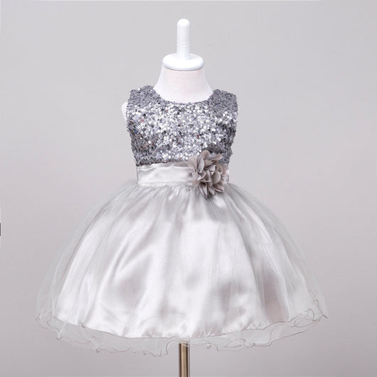 Vestido de Niña con Lentejuelas Floral para Dama de Honor y Eventos Especiales - Image 4
