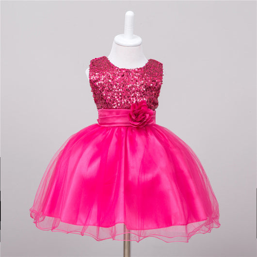 Vestido de Niña con Lentejuelas Floral para Dama de Honor y Eventos Especiales - Image 19