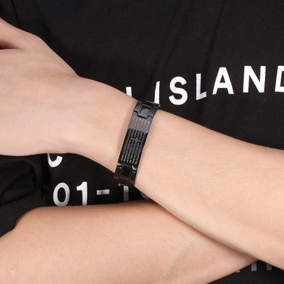 Pulsera de Acero Negro con Cruz para Hombre - Image 5
