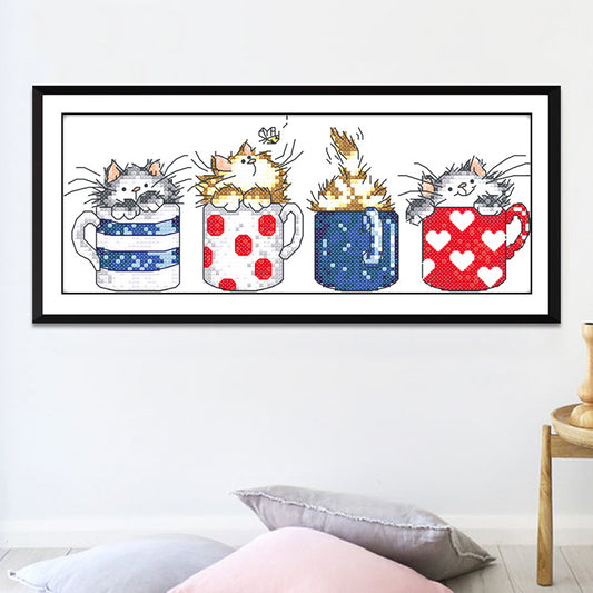 Punto de Cruz Gatito en Taza - Diseño Adorable Bordado