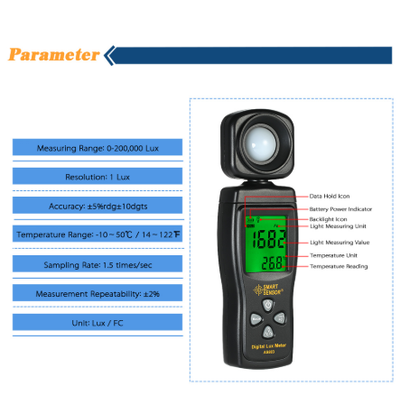 Medidor de Luz Digital SMART SENSOR AS803 - Luxómetro LCD de Precisión Profesional - Image 4