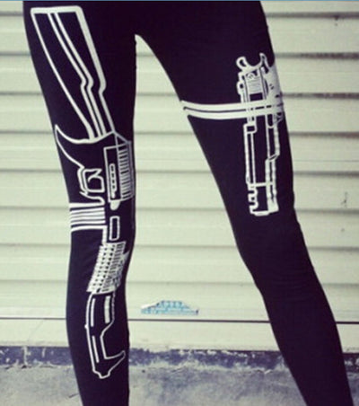 Leggings de Algodón Estampado Personalizado con Diseño Punk de Nueve Puntas - Image 2