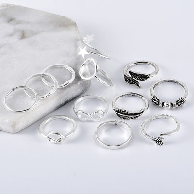 Anillo de Plata Antigua con Hoja de Pluma y Nudo Infinito - Image 4