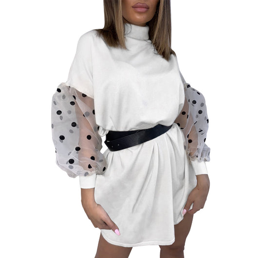 Falda Malla con Cuello Alto y Mangas Abullonadas - Image 11