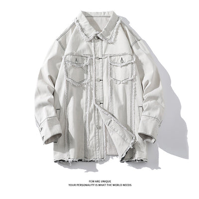 Chaqueta Denim Holgada con Bordes Deshilachados - Estilo Urbano Casual - Image 12