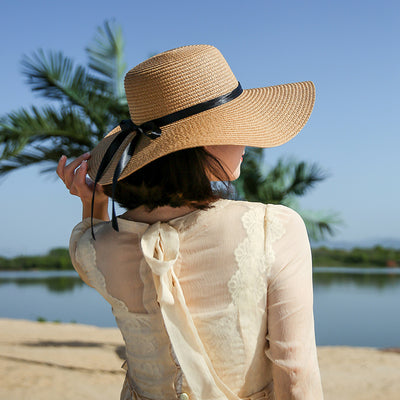 Sombrero de Playa Plegable con Lazo para Mujer - Protección Solar Verano - Image 7