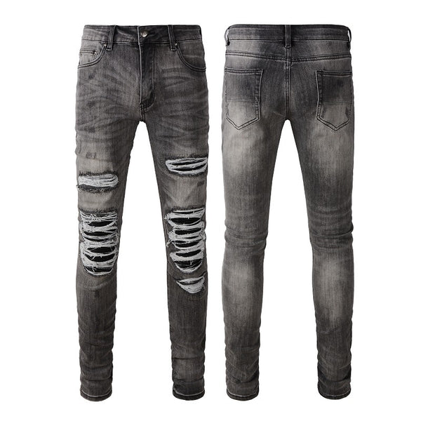 Pantalones Vaqueros Rotos Gris Casual para Hombre - Estilo Urbano Moderno