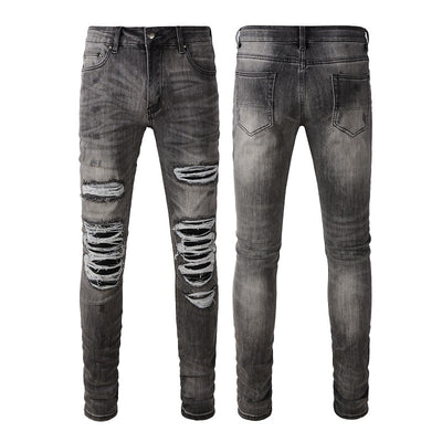 Pantalones Vaqueros Rotos Gris Casual para Hombre - Estilo Urbano Moderno