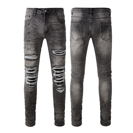 Pantalones Vaqueros Rotos Gris Casual para Hombre - Estilo Urbano Moderno
