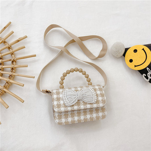 Bolso Crossbody Cuadros Marrones con Detalle Pearl - Image 12