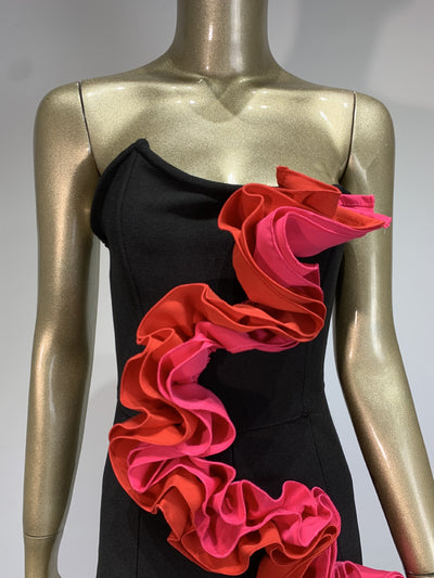 Jumpsuit Elegante Rojo con Aplicaciones y Escote Tubo - Image 17