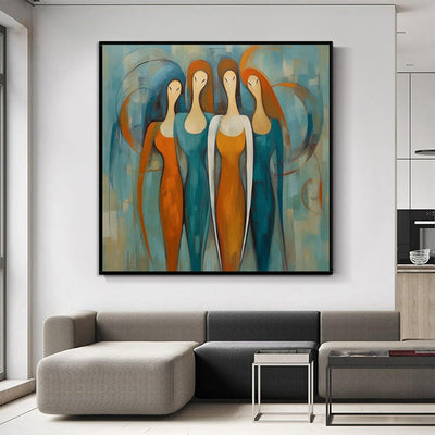 Cuadro Abstracto Moderno con Retratos Femeninos - Pintura al Óleo Sobre Lienzo - Image 3