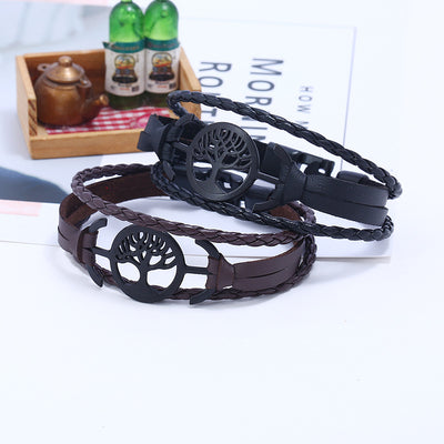 Pulsera de Cuero con Doble Hebilla