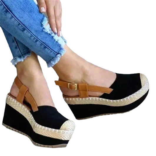 Sandalias Cuña Bicolor con Pulsera y Detalles de Rafia - Image 5