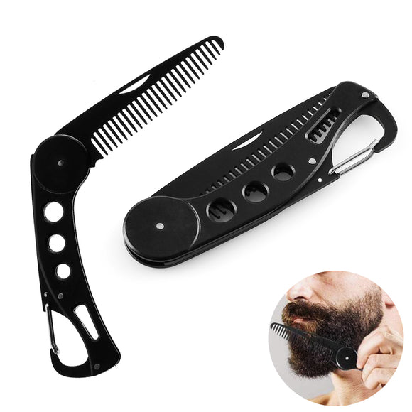 Peine de Barba Acero Inoxidable Plegable 3 en 1 con Abridor de Botellas