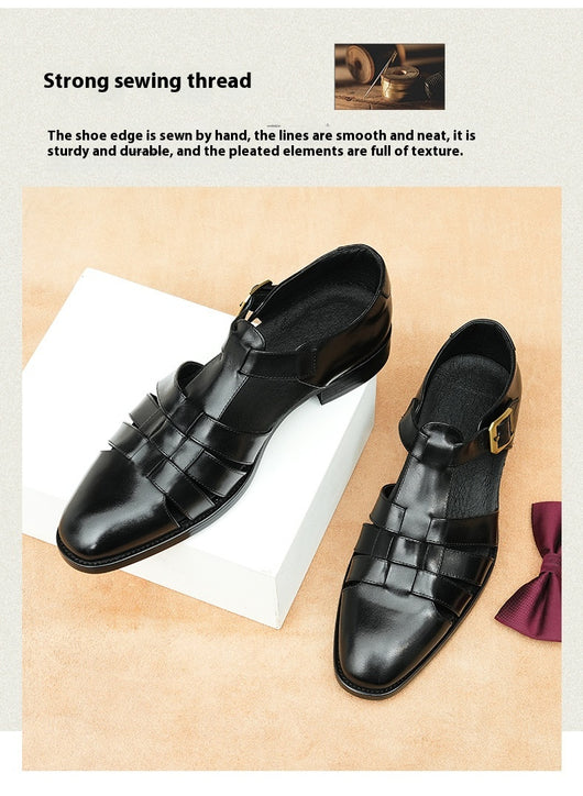 Zapatos Hombre Cuero Genuino Estilo Retro Negocios Verano Transpirables - Image 23
