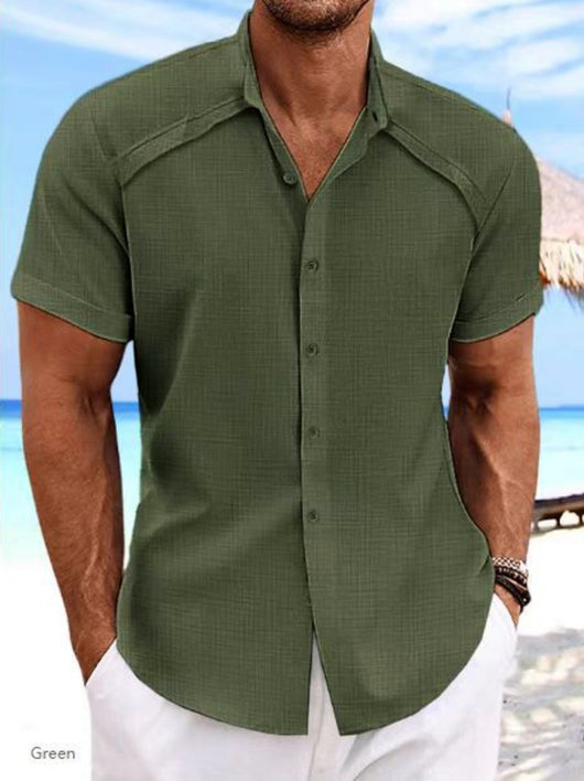 Camisa Hawaiana Casual de Manga Corta Color Sólido - Image 10