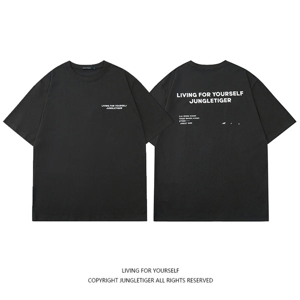Camiseta de Algodón Puro Suelta con Cuello Redondo