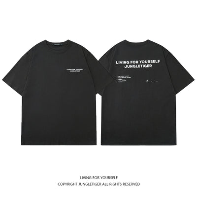 Camiseta de Algodón Puro Suelta con Cuello Redondo