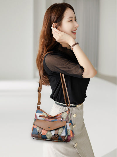 Bolso de Hombro Retro Patchwork Multicolor - Estilo Versátil All-Match - Image 15