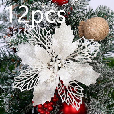 Flores Navideñas Artificiales con Brillo - Adornos para Árbol de Navidad y Decoración del Hogar - Image 54