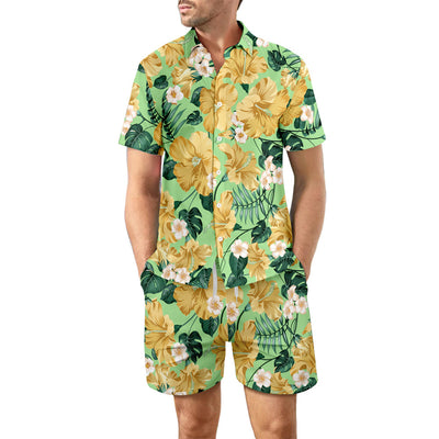 men's two-piece summer suit, suit, light blue, white, light green, casual, beach - Image 8