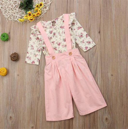 Conjunto de Dos Blusas Infantiles de Manga Larga con Estampado Floral - Image 2
