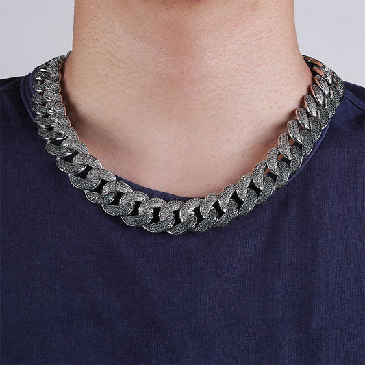 Cadena Cubana Eslabonada Verde Esmeralda para Hombre - Talla Grande - Image 2