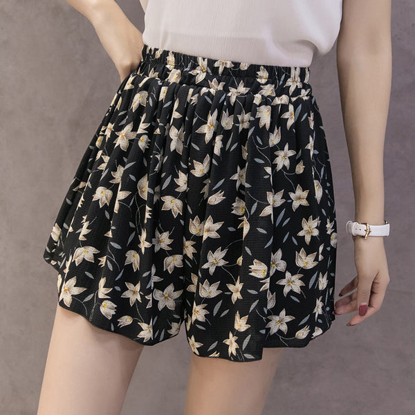 Pantalones Cortos Anchos de Gasa Estampados Talla Grande