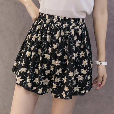 Pantalones Cortos Anchos de Gasa Estampados Talla Grande