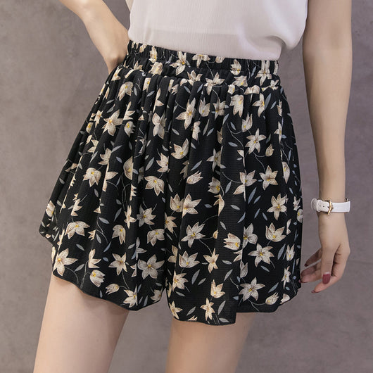 Pantalones Cortos Anchos de Gasa Estampados Talla Grande