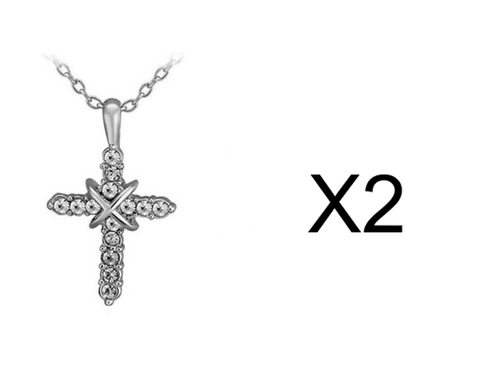 Cadena de Clavícula con Cruz de Jesús Tachonada - Image 3