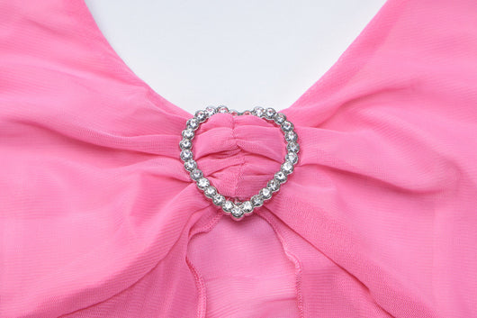 Top Halter Mesh Rosa Sexy con Detalles de Costura en el Pecho - Image 14