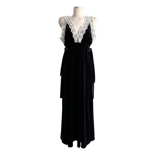 Vestido Slip Elegante de Terciopelo Vintage con Encaje - Image 3