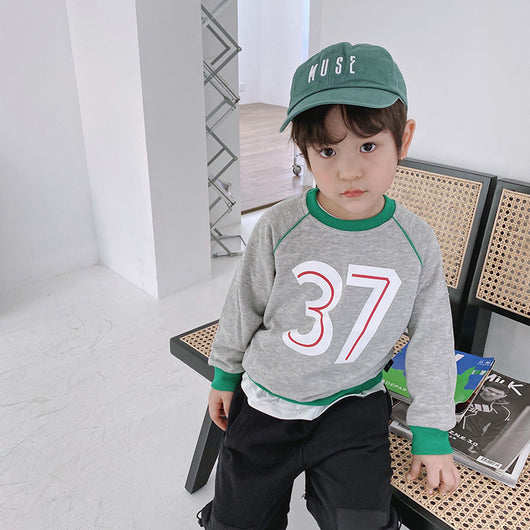 Suéter Infantil Otoño con Cuello Redondo y Diseño de Letras - Unisex Coreano - Image 10