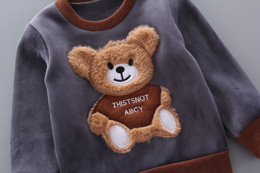 Pijama Infantil Coreano de Terciopelo - Osito Divertido de 3 Piezas - Image 14