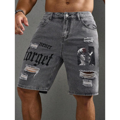 Shorts Estilo Vaquero con Estampado de Letras para Hombre - Image 4