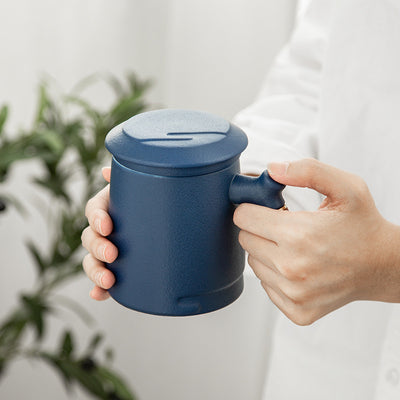 Set de 3 Tazas de Cerámica para Oficina con Asa de Madera y Tapa - Image 6