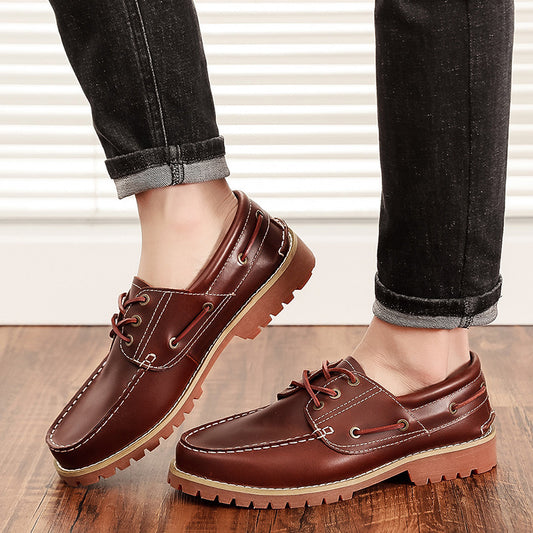 Zapatos Casuales Británicos de Cuero Genuino para Hombre - Diseño Clásico Bajo