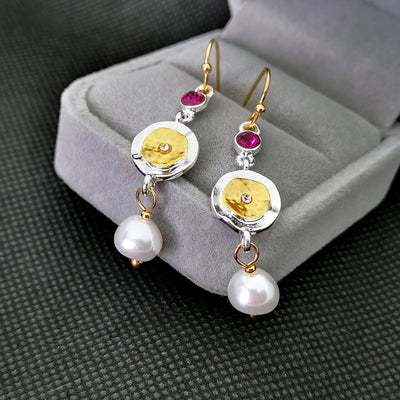 Aretes de Perla Moneda - Image 5