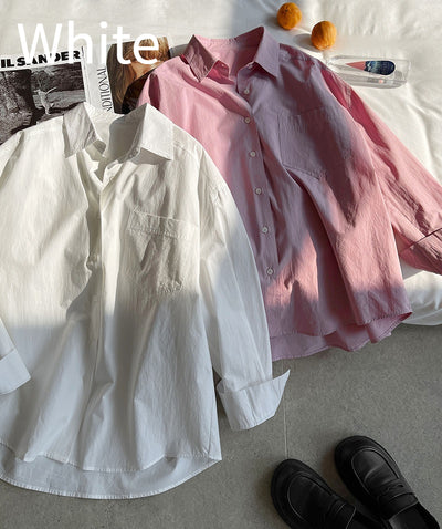 Camisa de Diseño Coreano con Cuello Solapa y Manga Larga - Image 4