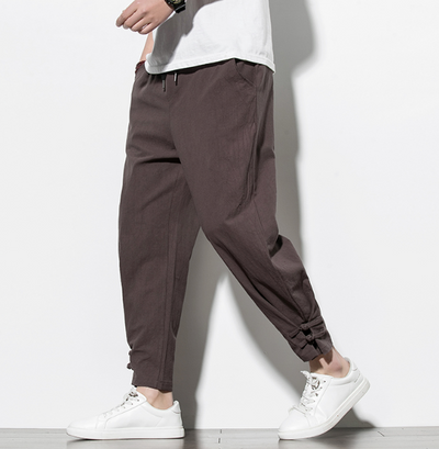 Pantalones Deportivos Hombre Algodón Lino Estilo Asiático - Image 8
