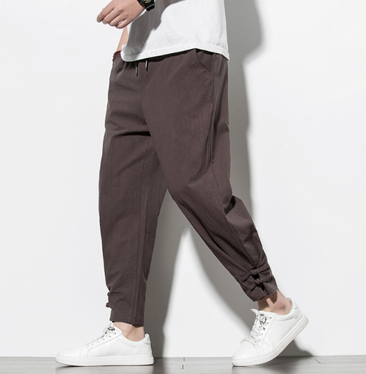 Pantalones Deportivos Hombre Algodón Lino Estilo Asiático - Image 8