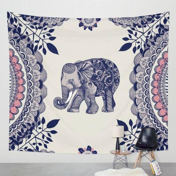 Tapiz Bohemio con Patrón de Elefante