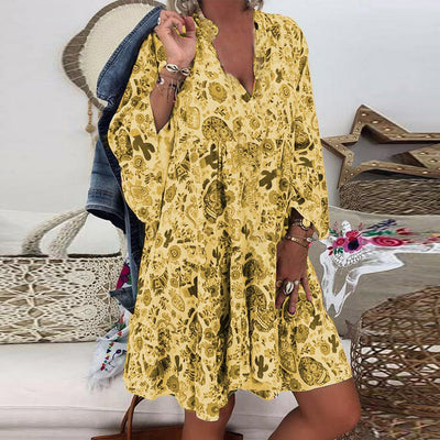 Vestido Camisa Holgado con Cuello Mao Fruncido - Image 7