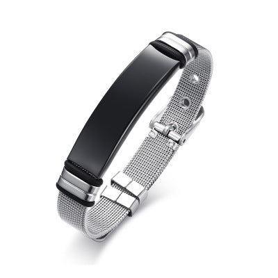 Pulsera de Acero Titanio Curvado Negro