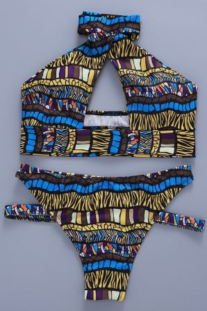 Bikini de Rayas con Diseño Cruzado para Mujer - Image 3